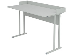 Стол для кабинета физики с бортом нерегулируемый 6 г/р СТФб1.6-С.С (серый, м/к серый, квадратная труба)