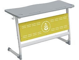 Стол 2-местный школьный 5-7 г/р "Логика" АГРОТЕХ PL с перфорированным экраном (серый/желтый, м/к белый)