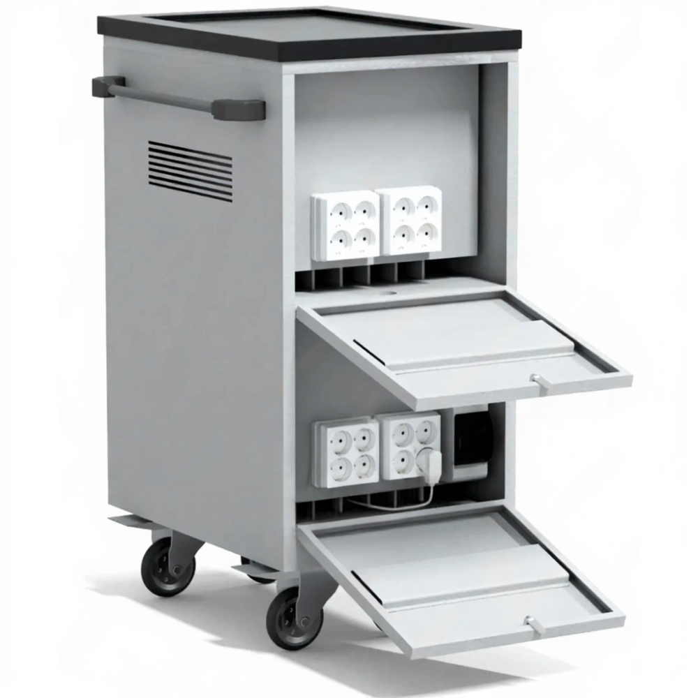 Тележка для хранения и зарядки 14 ноутбуков (17,3 дюймов) с электросхемой