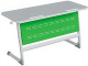 Стол 2-местный школьный 3-5 г/р "Логика" с наклоном столешницы 0-15° и перфорированным экраном (серый/зеленый, м/к белый)