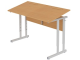 Стол с наклоном столешницы 0-35° школьный 2-местный 4-6 г/р регулируемый (бук, м/к серый, плоскоовальная труба)