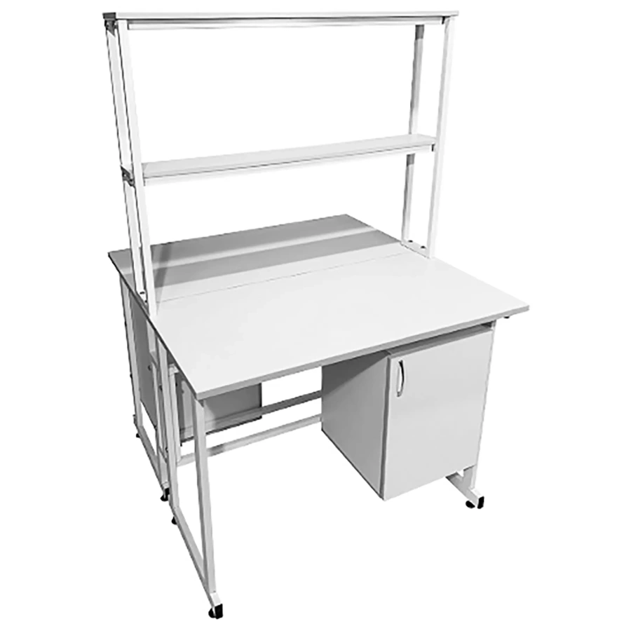 Стол лабораторный островной с надстройкой Сло 22.014 (белый)