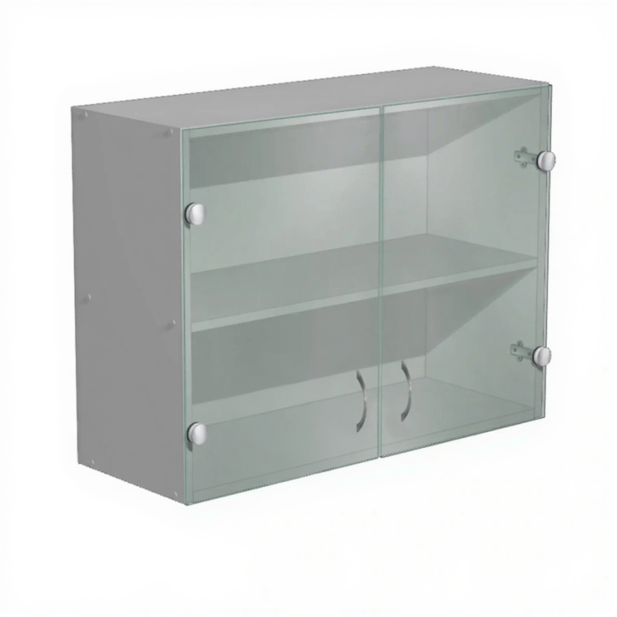 Шкаф навесной со стеклянными дверцами ШН-2 (ЛДСП серый)