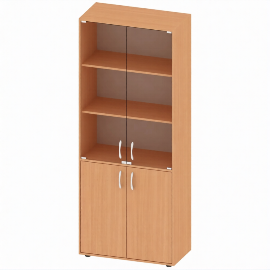 Стеллаж полуоткрытый со стеклом ШК-ТР-4